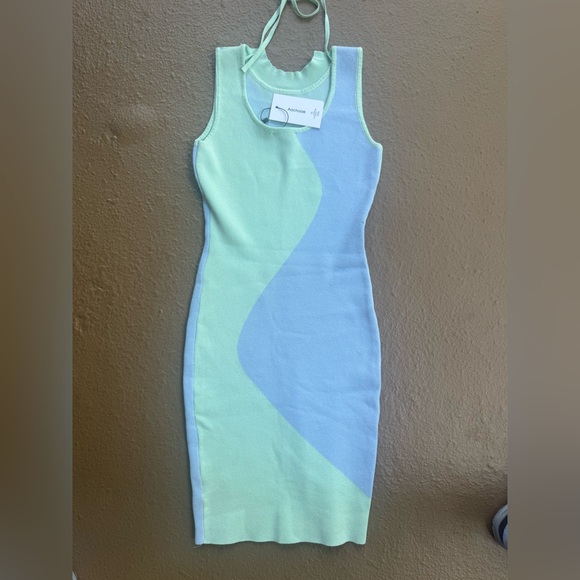 Aachoae Y2K Summer Sleeveless Bright Form-fitting Dress Green & Blue Size S - Picture 4 of 12